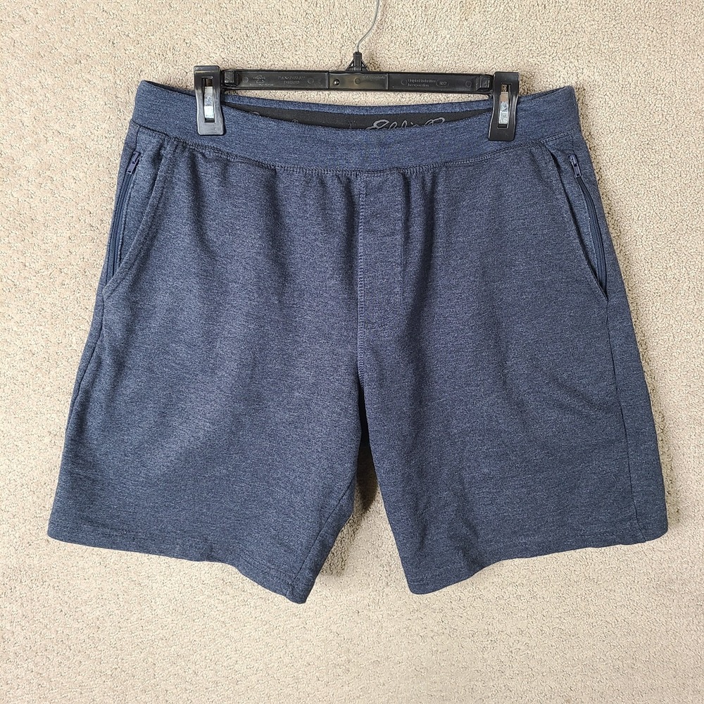 Eddie Bauer Shorts Mens Medium Blue Lounge Zip Pockets Sweats Cotton Blend‎